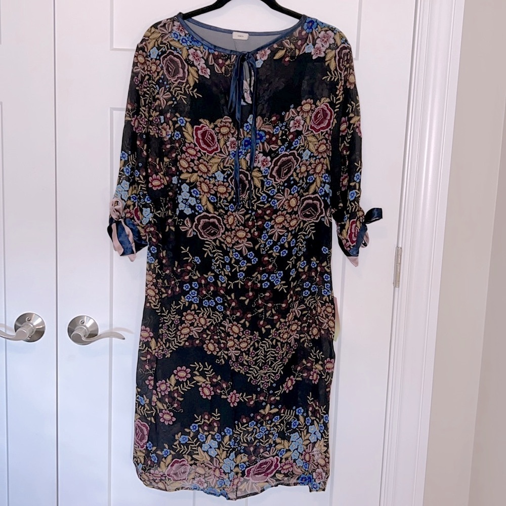NWT Warm Black Floral Marianne Slip Dress